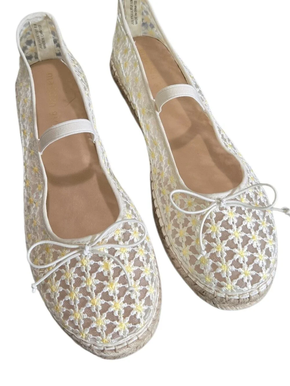 Madden Girl July Espadrille Mary Jane Embroidered Daisy Floral Mesh Fabric 8.5
